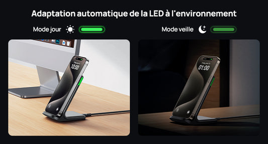 Chargeur Induction 15W - avec lumière adaptative - charge rapide