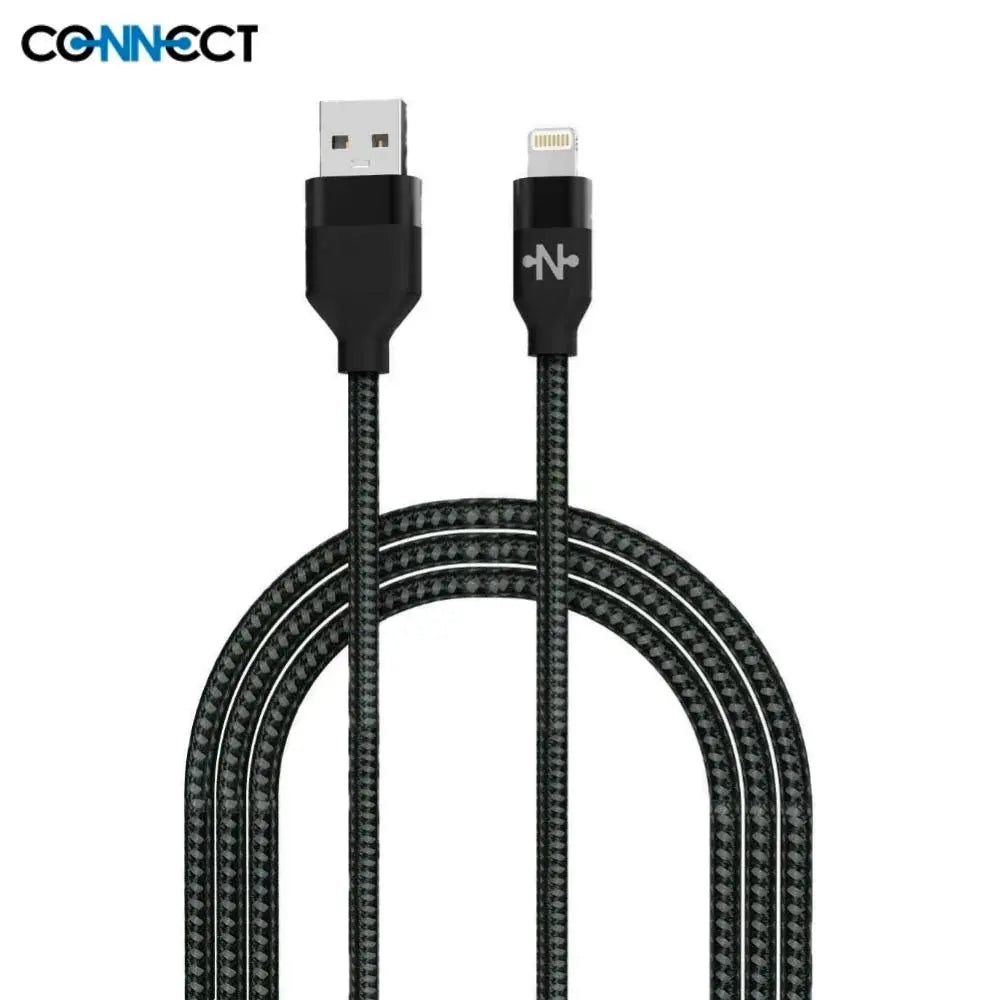 Câble Data USB vers Lightning Nylon Tressé 12W - 2 mètres