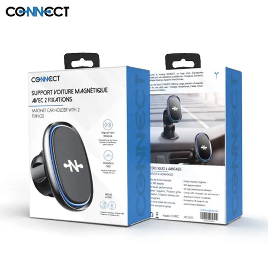 Support Smartphone Magnétique Voiture - 2 types de Fixations - Noir