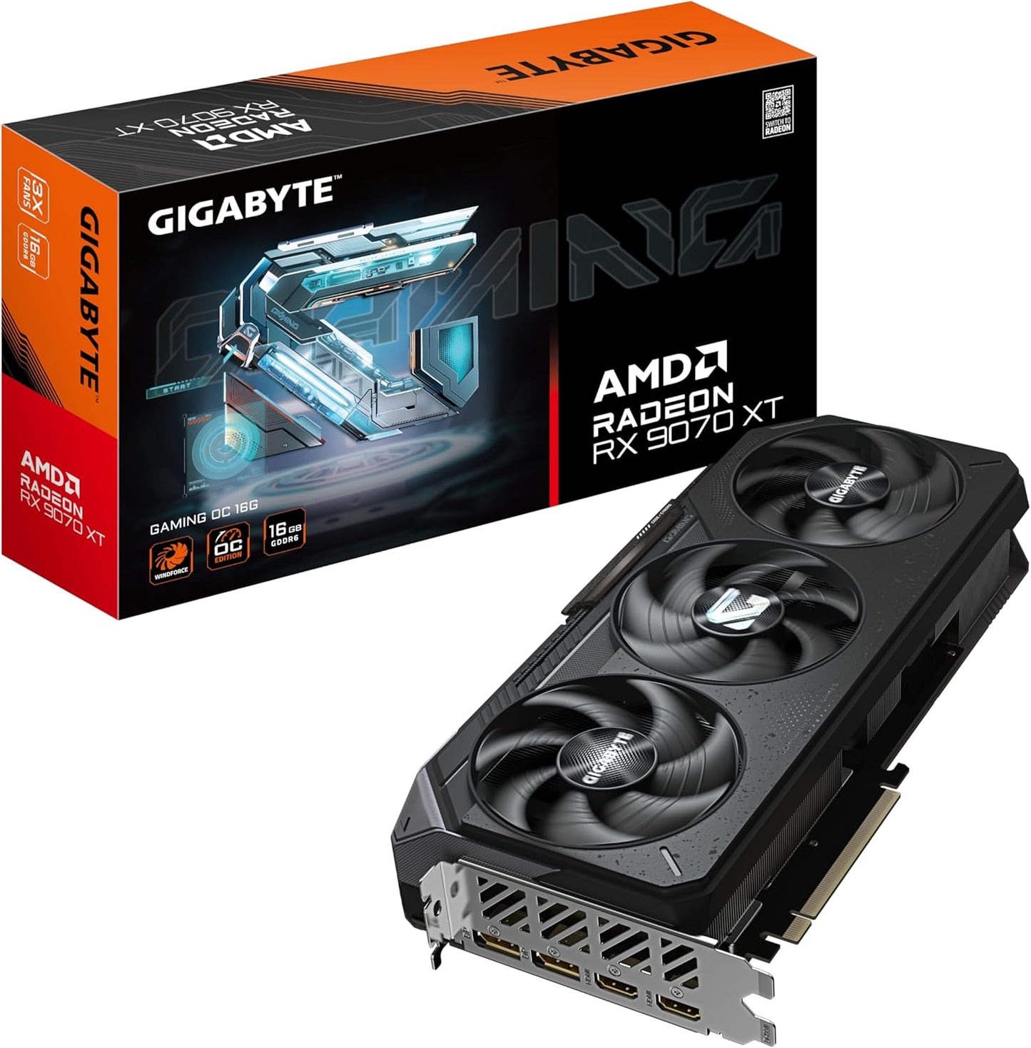 Gigabyte Radeon RX 9070 XT Gaming OC 16G – GPU PCIe 5.0, 3060 MHz, Triple ventilateur