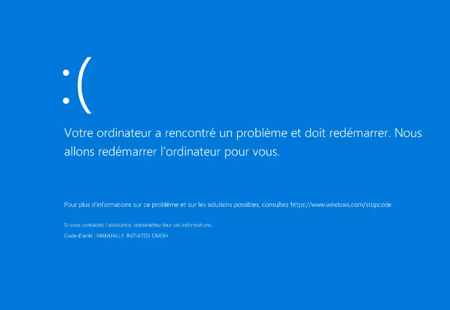 Ecran bleu ou Blue screen of death sur Windows