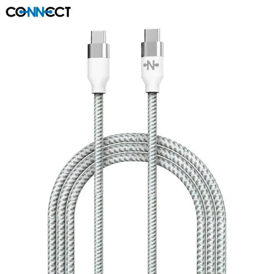 Câble Data Type-C vers Type-C Nylon Tressé 60W - 2 mètres