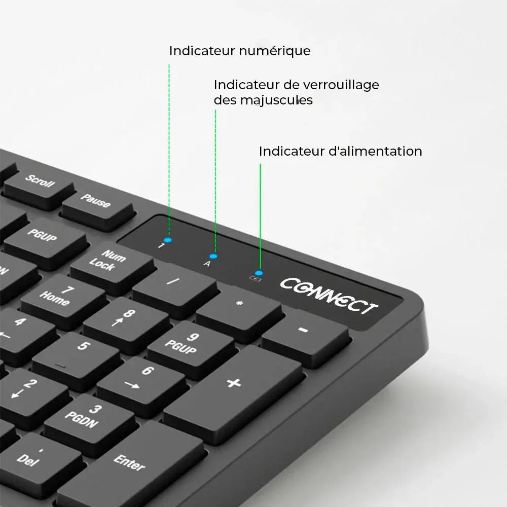 Pack Clavier et Souris Sans Fil AZERTY USB pour PC