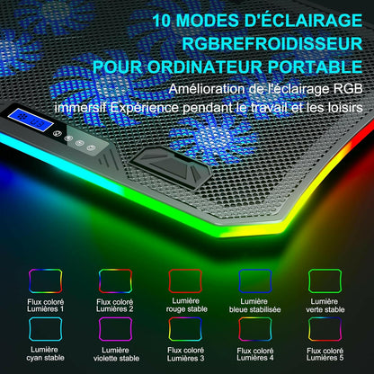 Refroidisseur pour Ordinateur Portable 8 Ventilateurs - Lumière LED