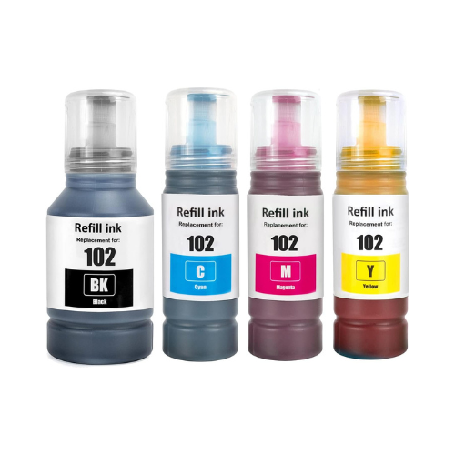 Cartouches Encre Compatible 102 Multipack - Recharge Imprimante EcoTank 4 Couleurs Haute Capacité