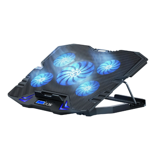 Support Refroidissement PC Portable Gaming 10 à 15,6 Pouces - 5 Ventilateurs Silencieux LED