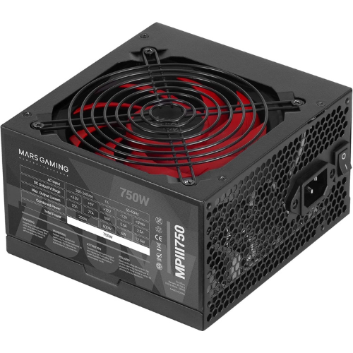 Mars Gaming MPIII750 – Alimentation PC 750W ATX 85% efficace, silencieuse, garantie 5 ans